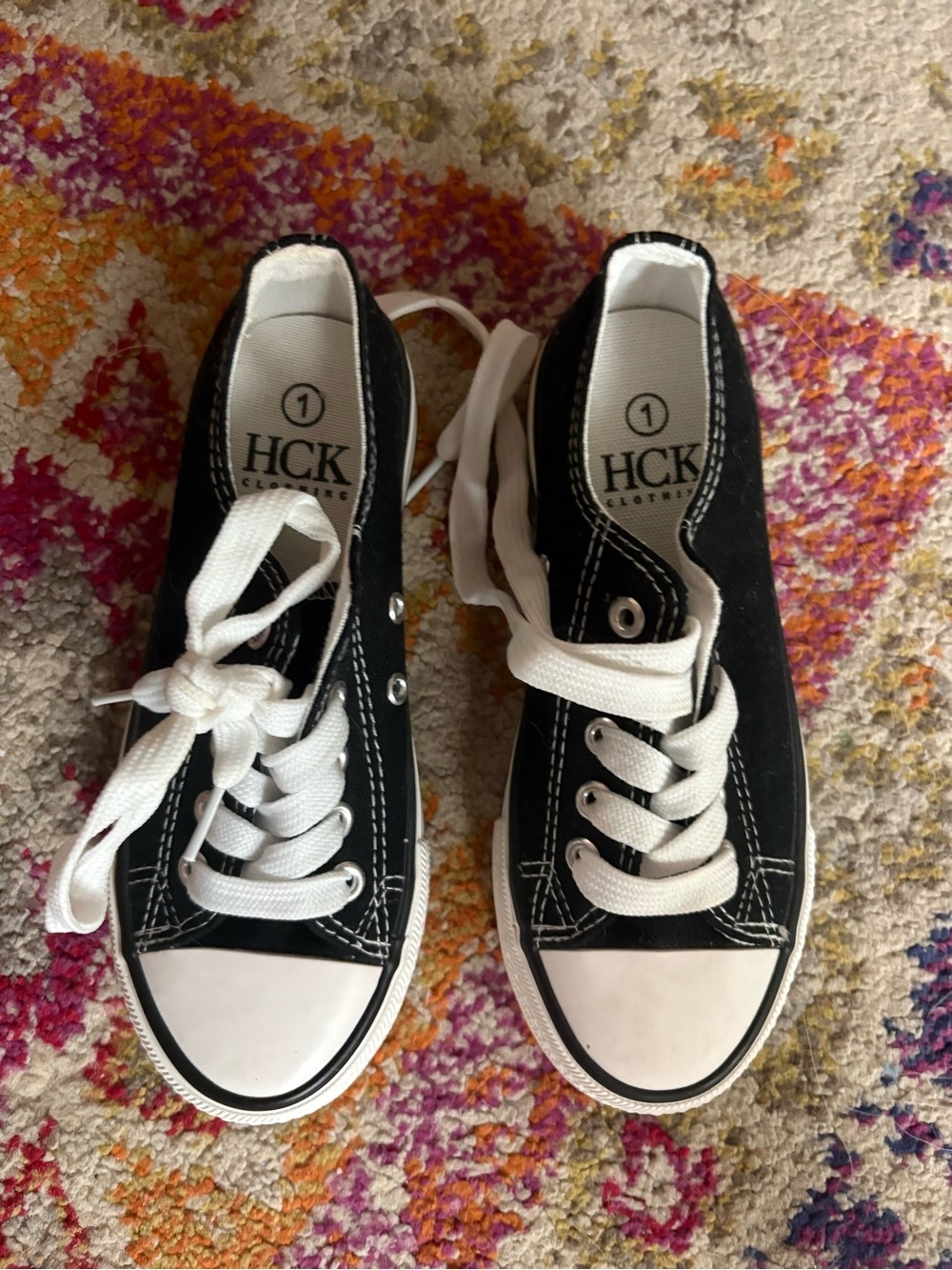 HCK Kids Black Canvas Low-Top Sneakers with White Accents